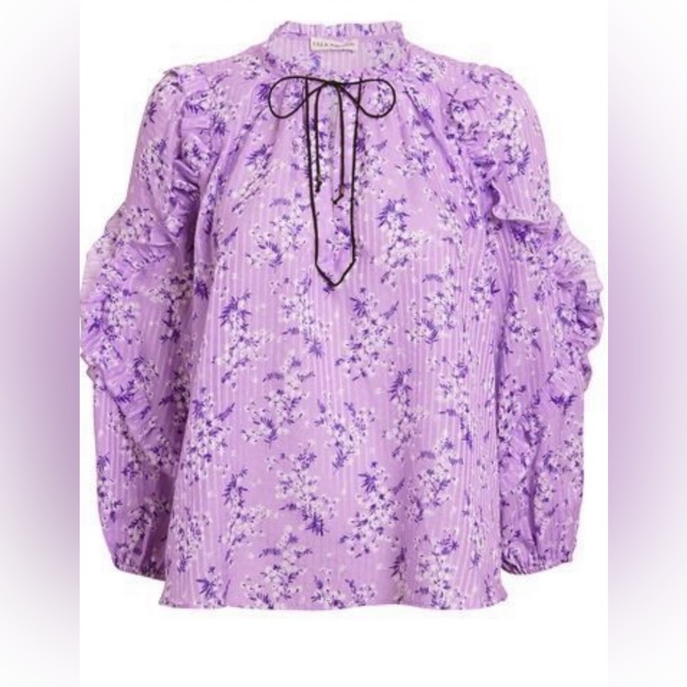 Ulla Johnson Medina Floral Blouse Lilac Size 2